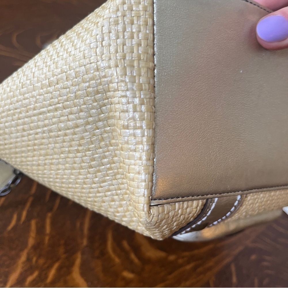 Coach Legacy Silver and Tan Woven Tote - Picture 14 of 16